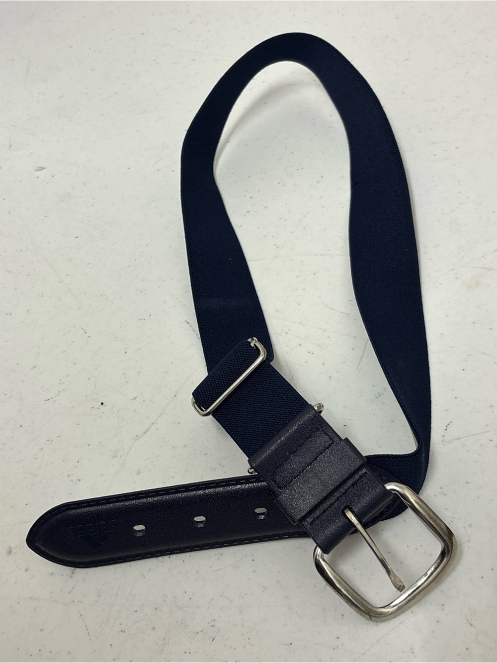 adidas Navy Elastic Belt with Silver Buckle sports belt